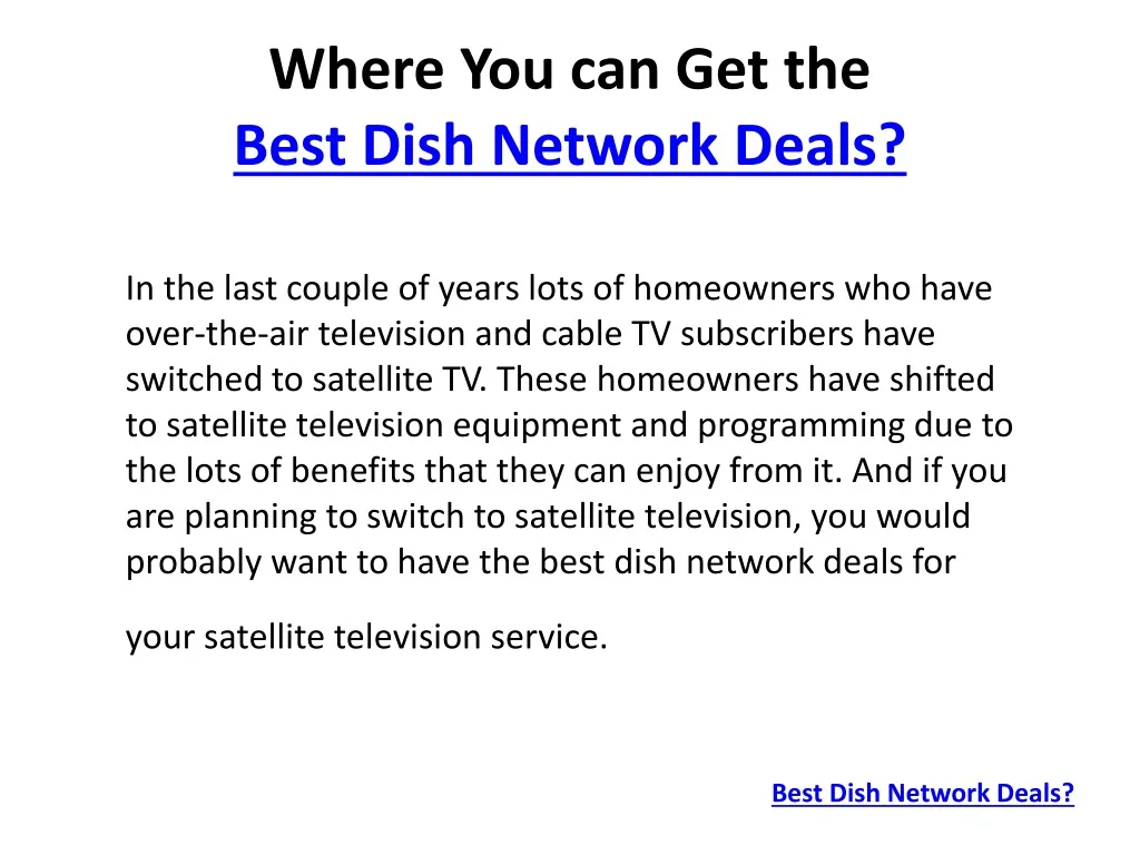 where you can get the best dish network deals