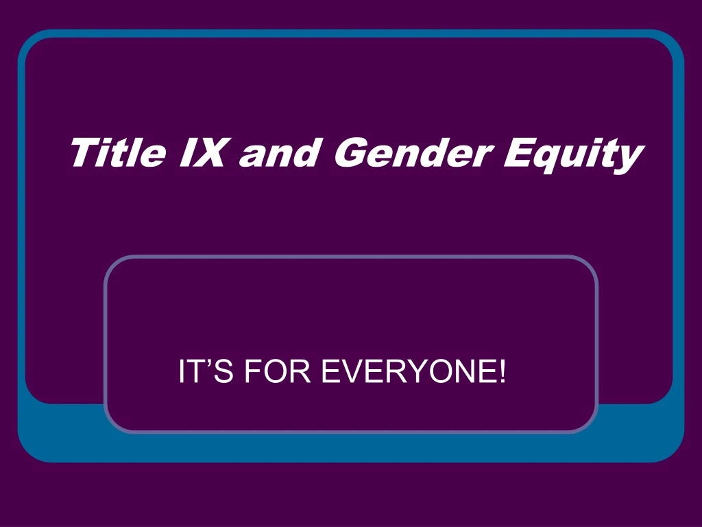 title ix and gender equity