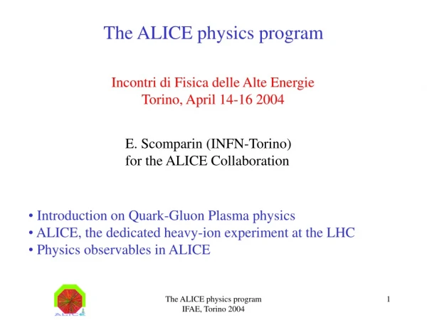 The ALICE physics program