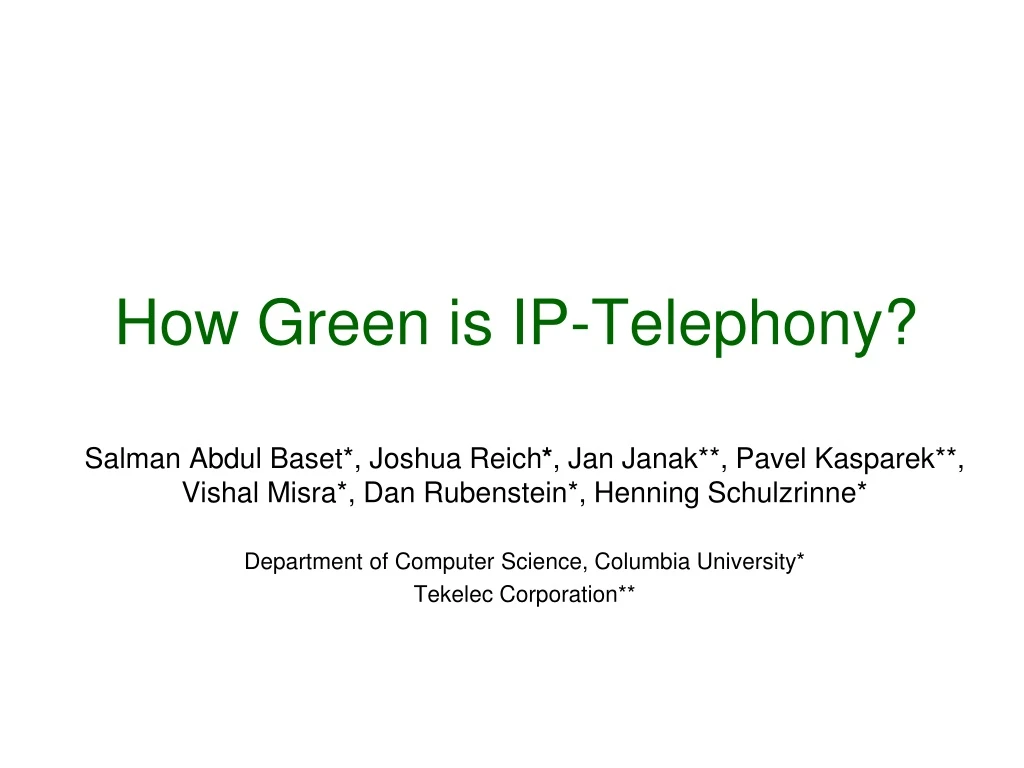 how green is ip telephony