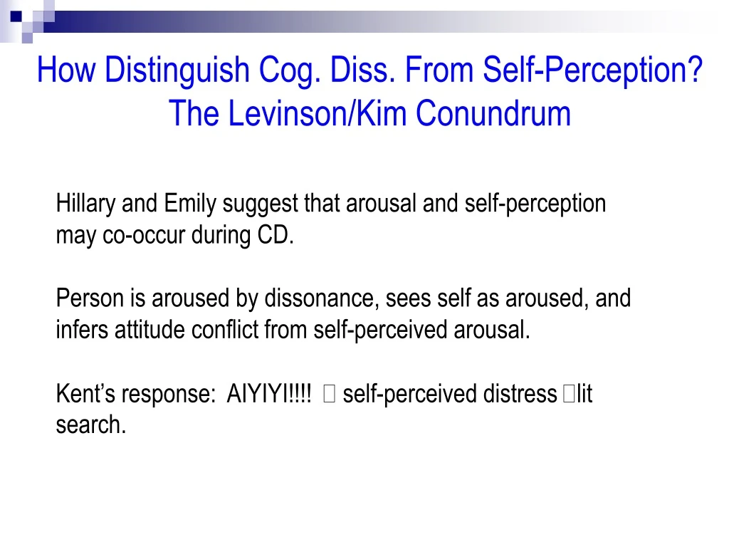 how distinguish cog diss from self perception