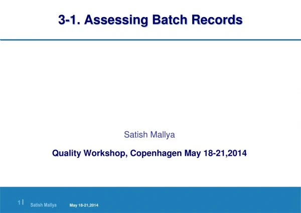 3-1. Assessing Batch Records