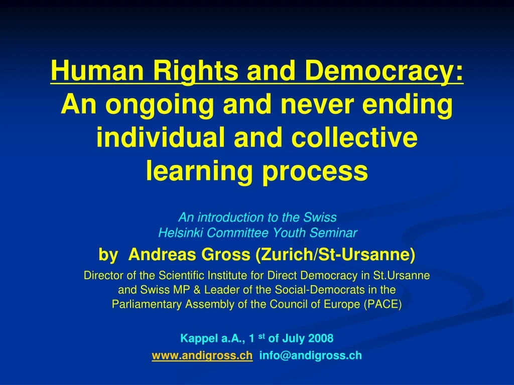 human rights and democracy an ongoing and never ending individual and collective learning process