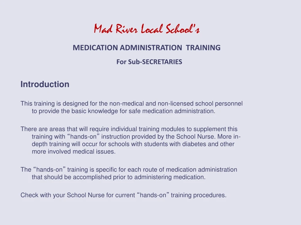mad river local school s medication administration training for sub secretaries