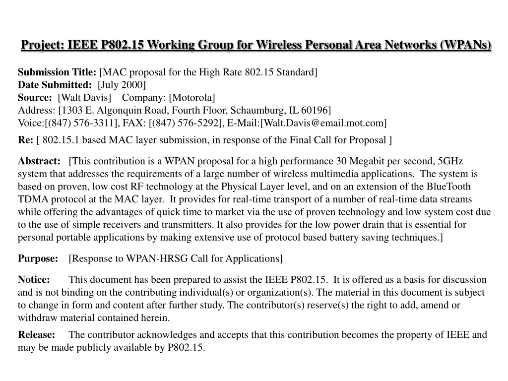 project ieee p802 15 working group for wireless