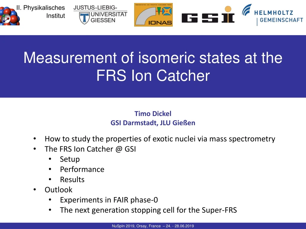 measurement of isomeric states at the frs ion catcher