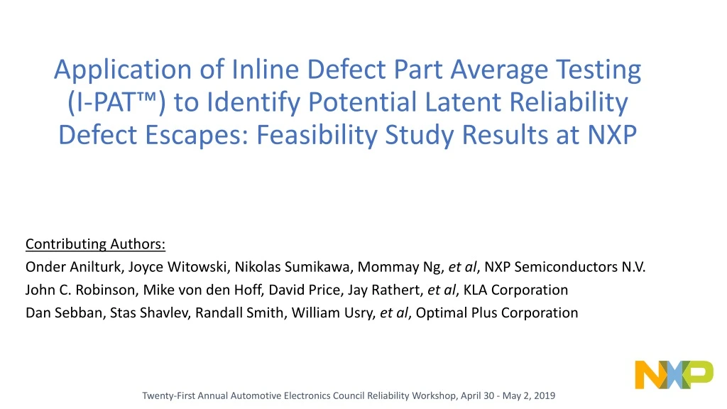 application of inline defect part average testing