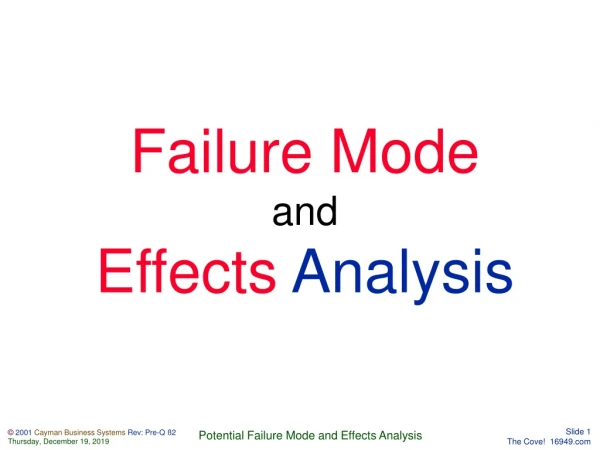Failure Mode and Effects  Analysis