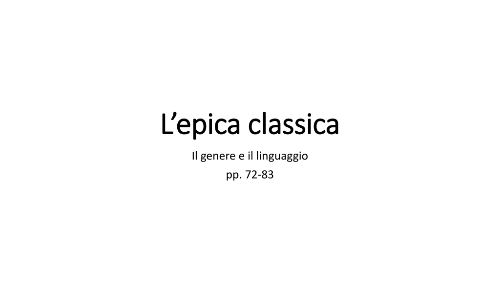 l epica classica