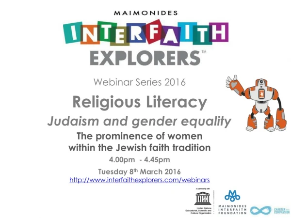 Webinar Series 2016 Religious Literacy Judaism and gender  equality The  prominence of women