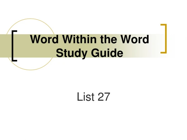Word Within the Word Study Guide
