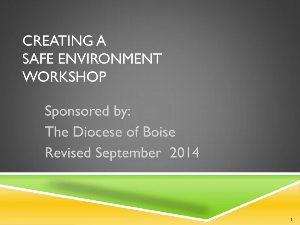 Creating a  Safe Environment  Workshop