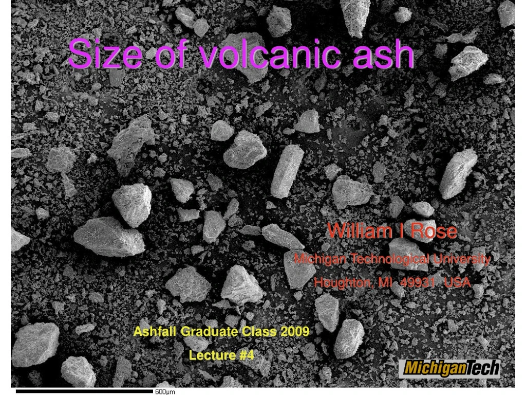 size of volcanic ash