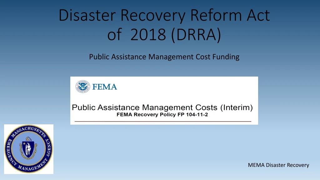 disaster recovery reform act of 2018 drra