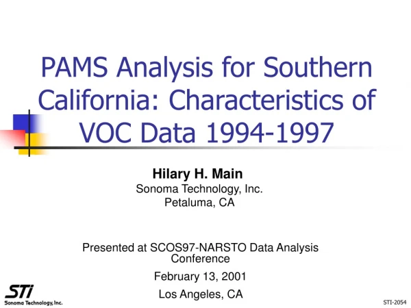 PAMS Analysis for Southern California: Characteristics of VOC Data 1994-1997