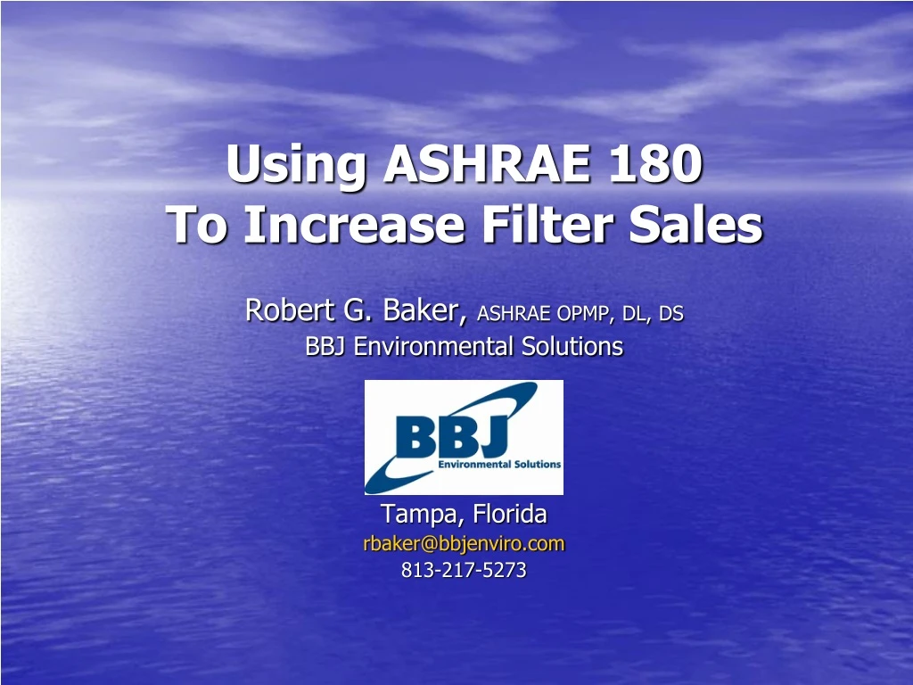 using ashrae 180 to increase filter sales