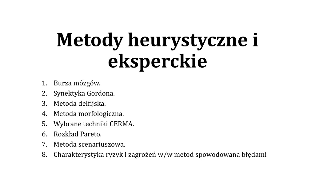 metody heurystyczne i eksperckie