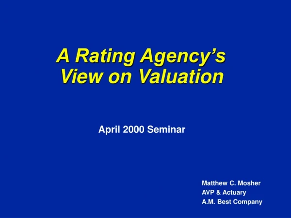 April 2000 Seminar