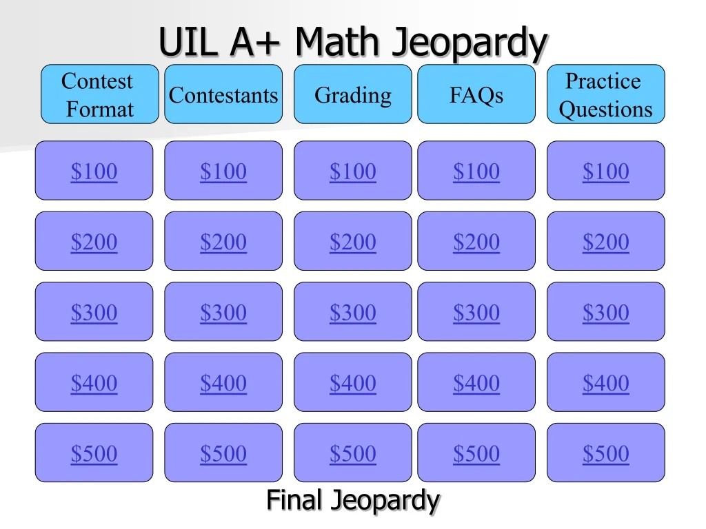 uil a math jeopardy