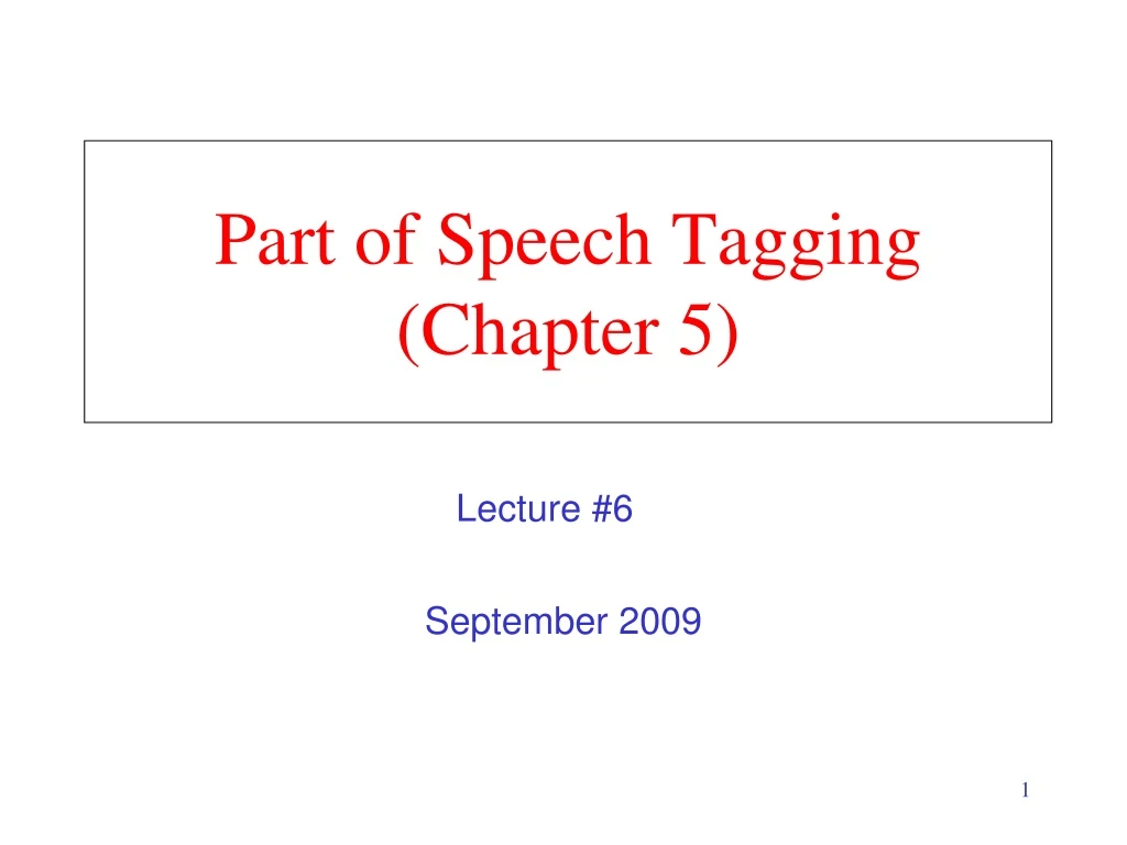 part of speech tagging chapter 5