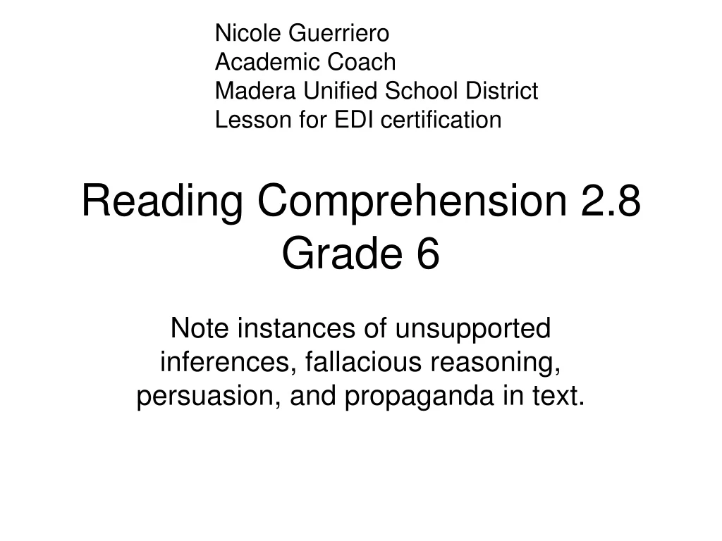 reading comprehension 2 8 grade 6