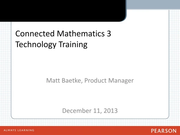 Connected Mathematics 3 Technology Training