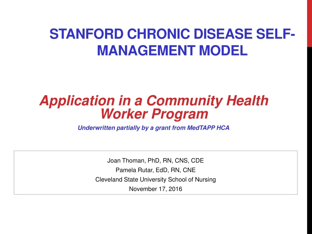 stanford chronic disease self management model