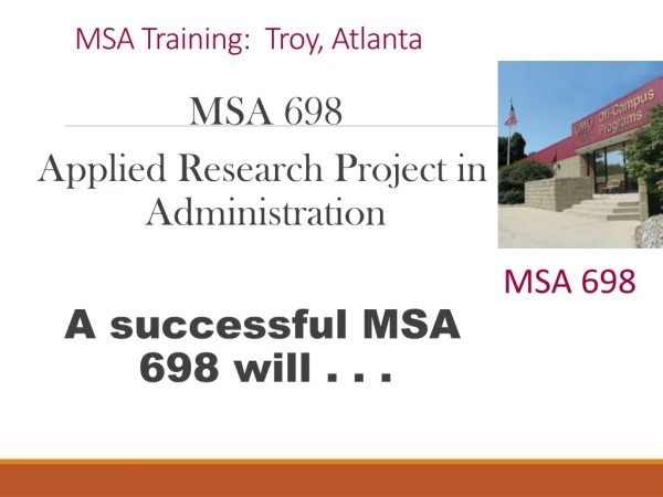 MSA Training:  Troy, Atlanta