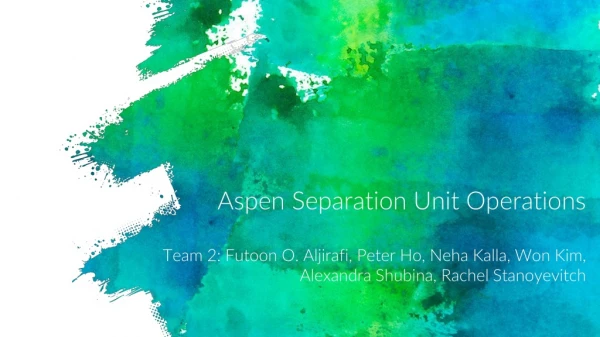 Aspen Separation Unit Operations