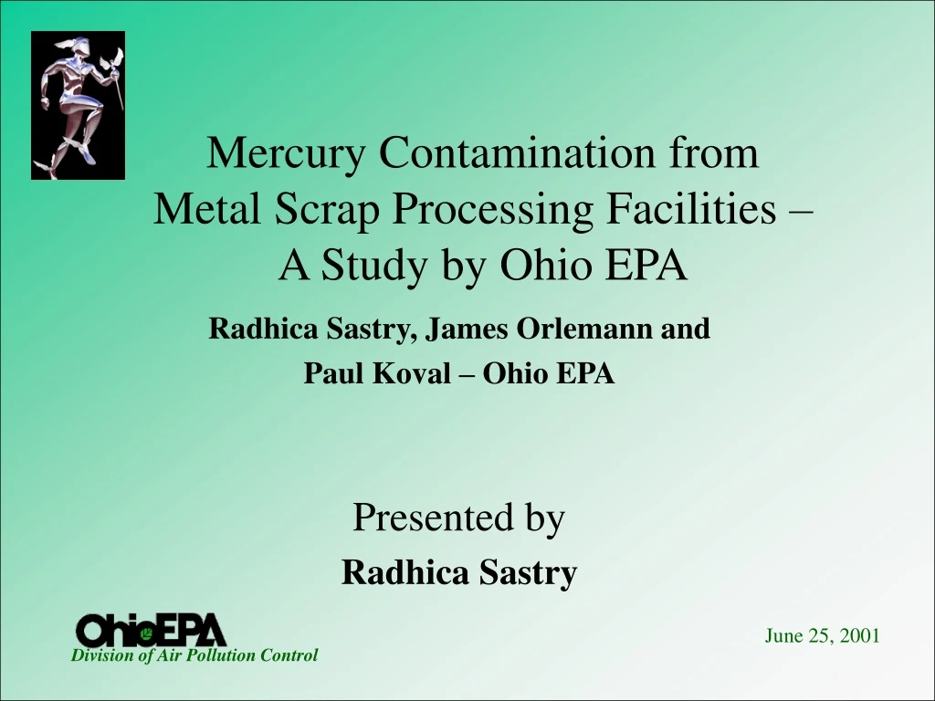 mercury contamination from metal scrap processing facilities a study by ohio epa