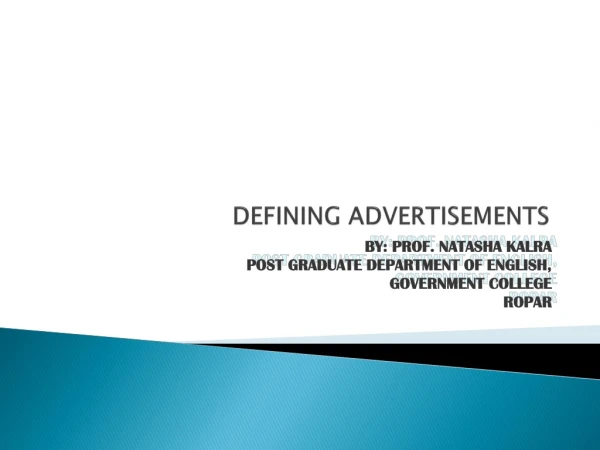 DEFINING ADVERTISEMENTS