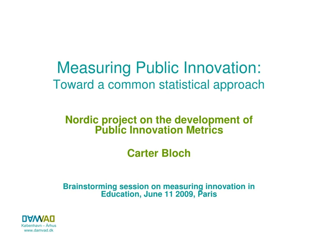measuring public innovation toward a common statistical approach
