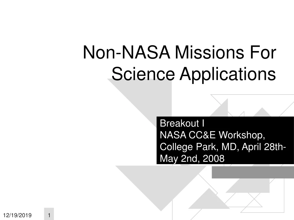 non nasa missions for science applications