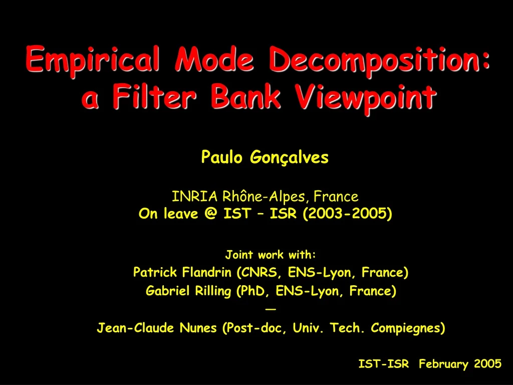 empirical mode decomposition a filter bank viewpoint