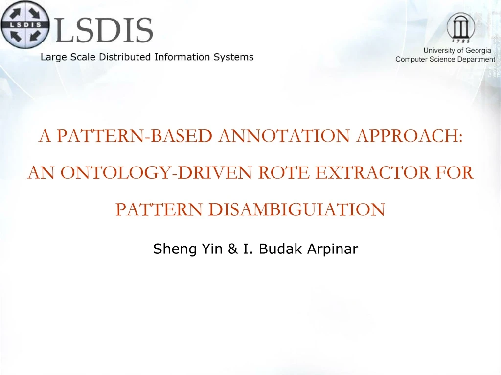 a pattern based annotation approach an ontology driven rote extractor for pattern disambiguiation