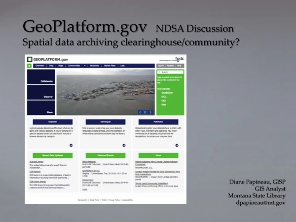 GeoPlatform   NDSA  Discussion  Spatial data archiving clearinghouse/community?