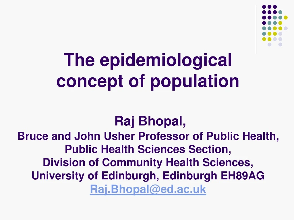 the epidemiological concept of population