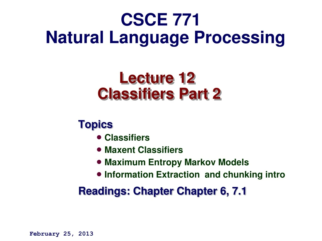 lecture 12 classifiers part 2