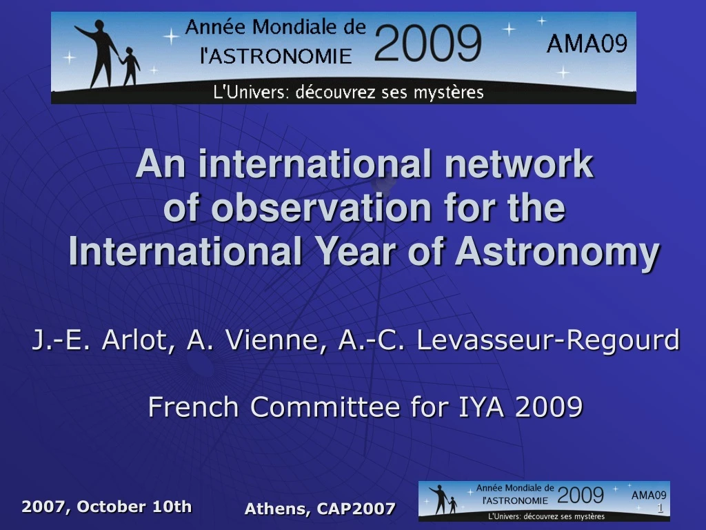 j e arlot a vienne a c levasseur regourd french committee for iya 2009