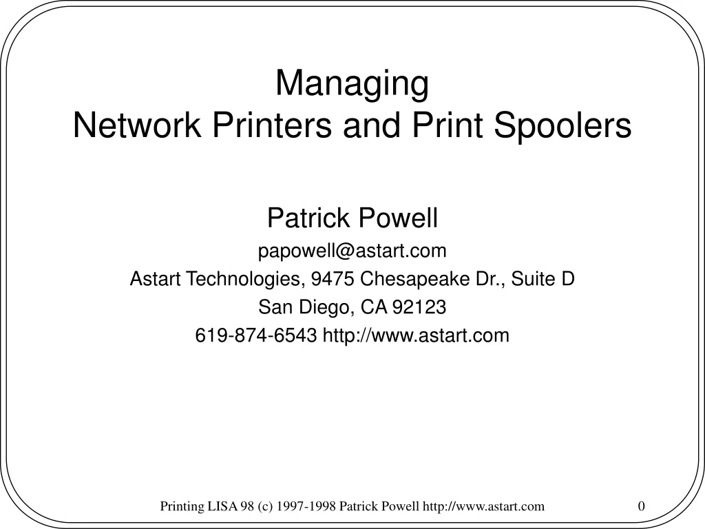 managing network printers and print spoolers