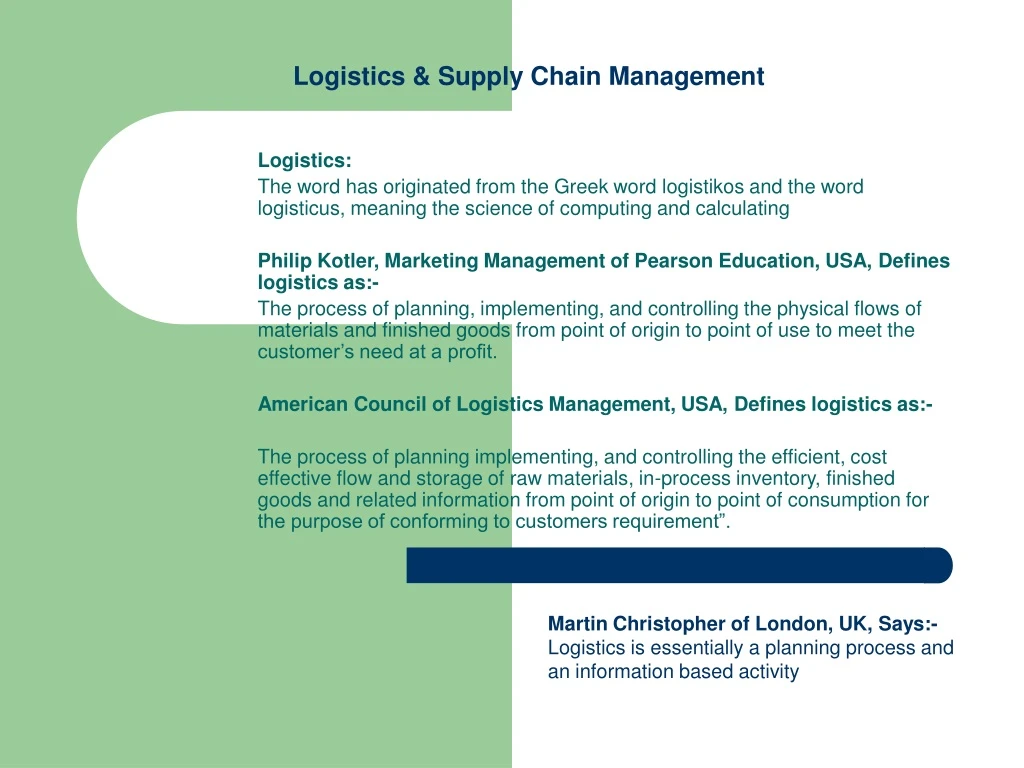 logistics supply chain management