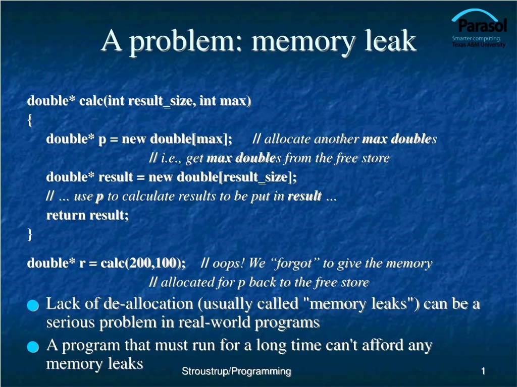 a problem memory leak