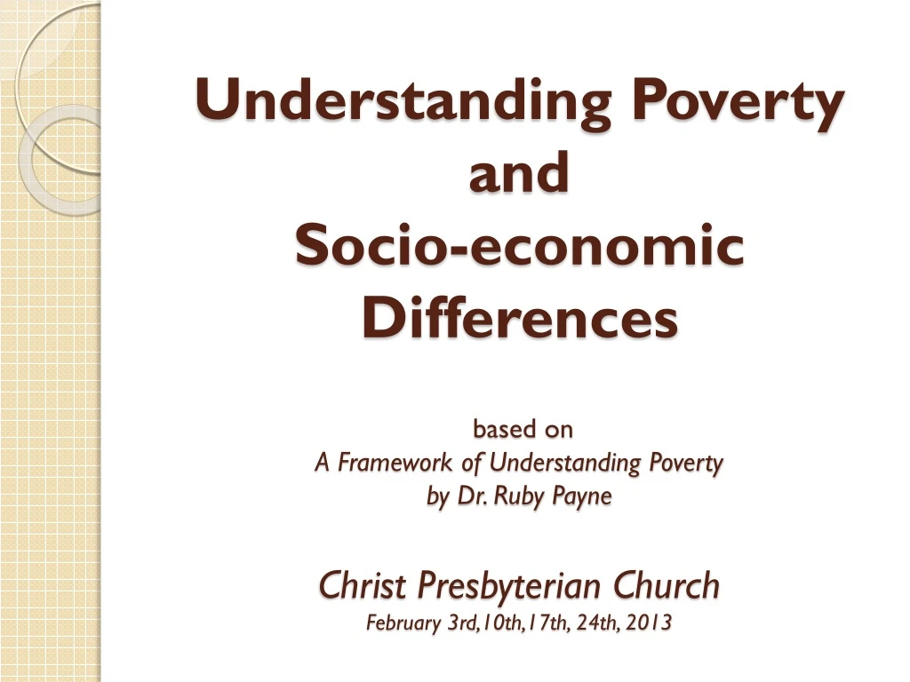 understanding poverty and socio economic