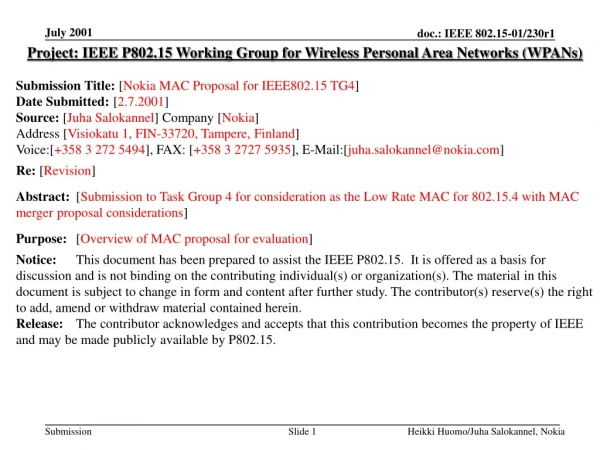 Project: IEEE P802.15 Working Group for Wireless Personal Area Networks (WPANs)