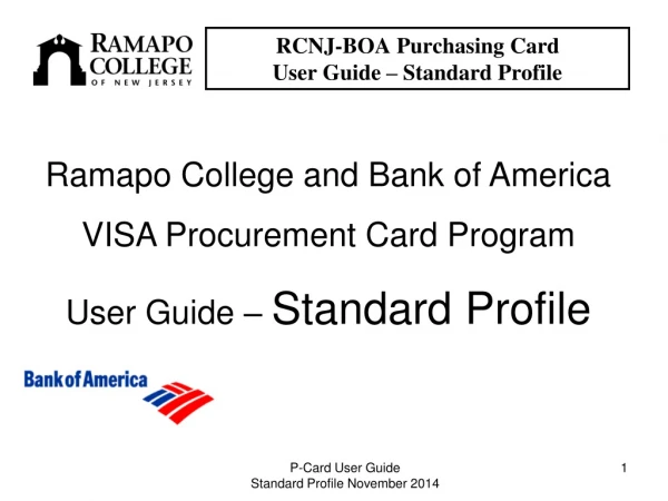 RCNJ-BOA Purchasing Card  User Guide – Standard Profile