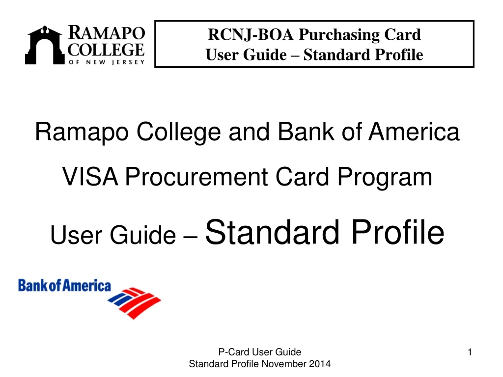 rcnj boa purchasing card user guide standard profile