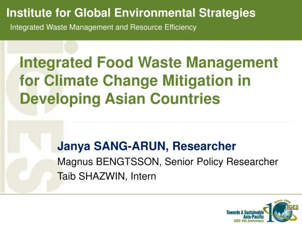 Integrated Food Waste Management for Climate Change Mitigation in Developing Asian Countries