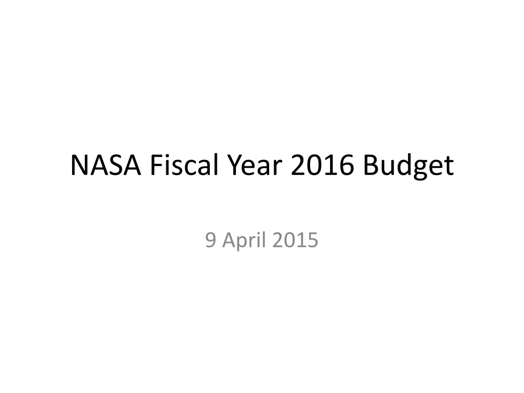 nasa fiscal year 2016 budget