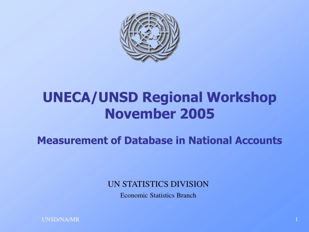 uneca unsd regional workshop november 2005 measurement of database in national accounts