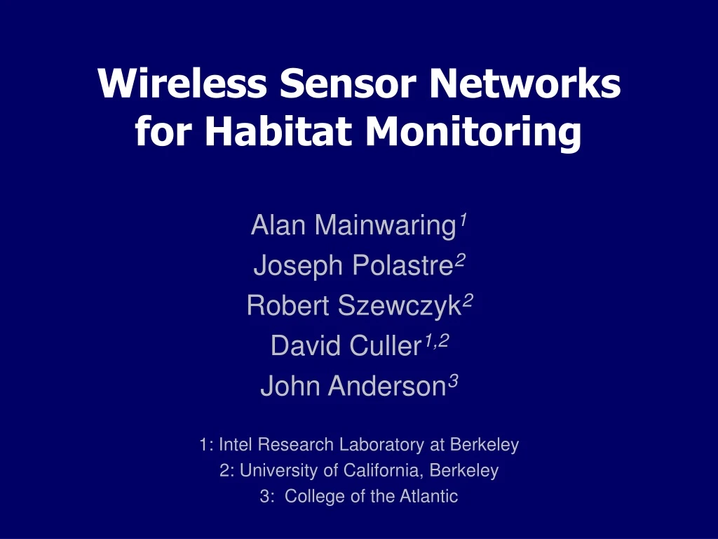 wireless sensor networks for habitat monitoring